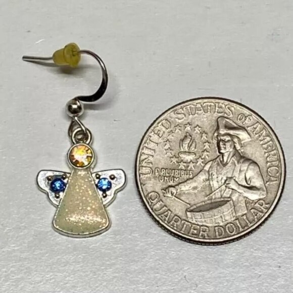 Angel Earrings Khol's Holiday Rhinestone Silver Tone Dangle Hook Pierced Ears - Picture 5 of 10
